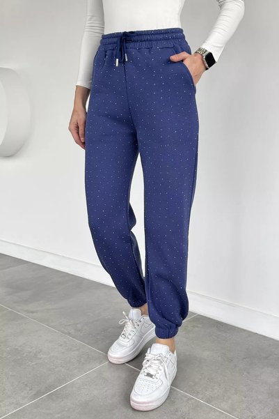TOZLU Women's High Waist Stone Embroidered Shaded Sweatpants with Elastic Wai...