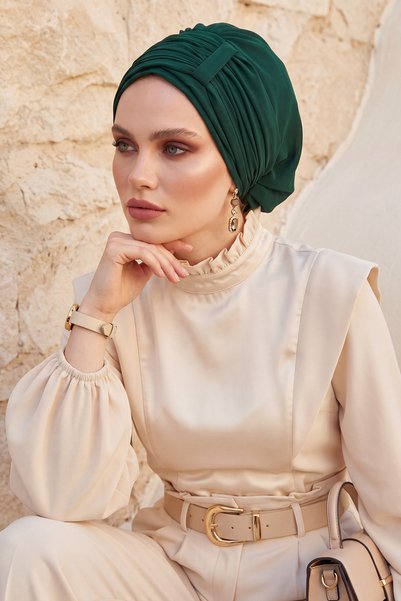 Aisha's Design Pleated Design Chiffon Ready Turban,ht-107,ht-107