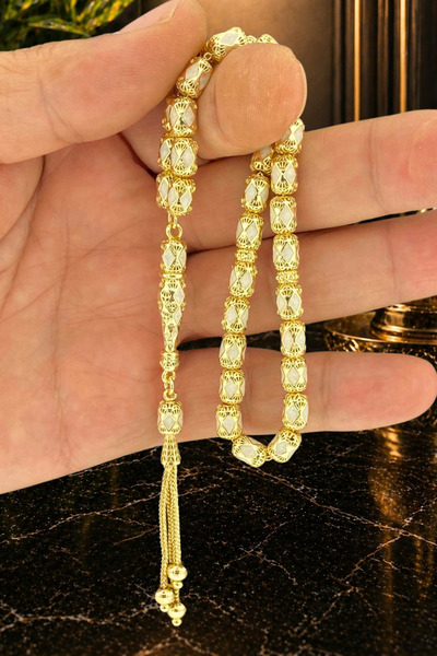 Duende Silver Tesbih 14 Ayar Altın Kaplama Tesbih - Tesbih -Kapsül Kesim Tesb...
