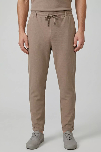 TOZLU Elastic Waist Lace-Up Double-Legged Men's Trousers