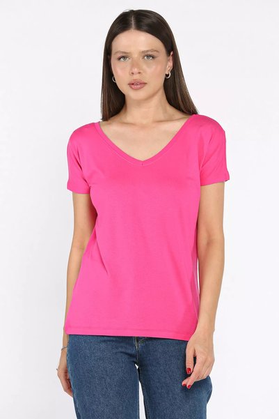 TOZLU Front and Back V-Neck Women's T-Shirt