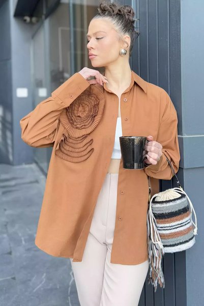GÜLSELİ Cămașă de damă în stil Rose Detailed