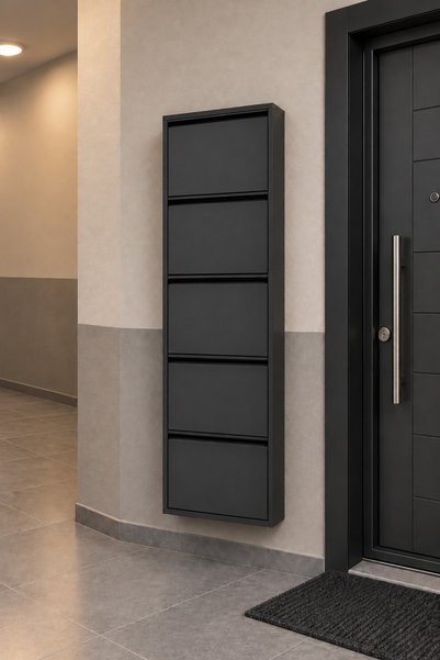 EFFE YAPI DEKOR ANTRASİT 5 KAPAKLI METAL AYAKKABILIK