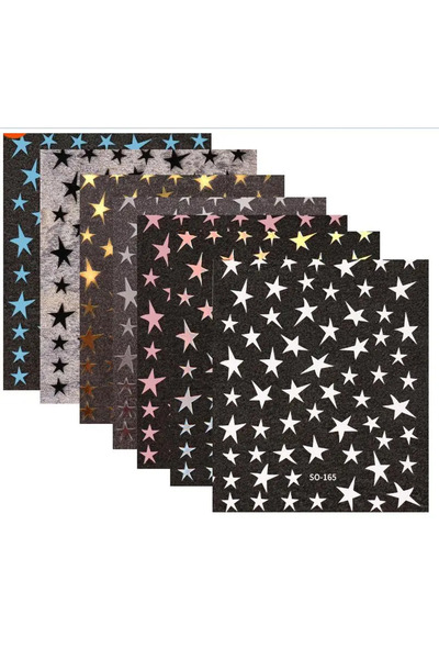 Choice MIX 7 COLOUR Mix 7 Colourful Stars Nails Stickers Irregular Pentagram ...