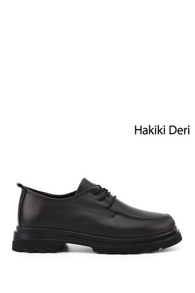 GÖNDERİ(R) Women's Black Lace-Up Genuine Leather Comfort Shoes