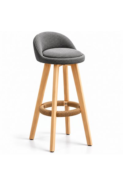 Quasar & Co. Scaun de bar, rotativ, tapitat, tip bucatarie, lemn/textil/buret...