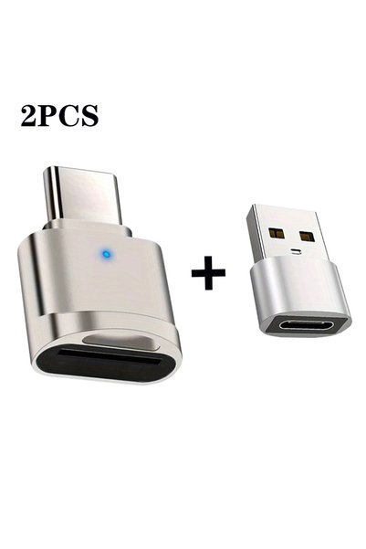 Choice1 قارئ بطاقات TF من النوع C فضي (قطعتان) مع غلاف من سبائك الزنك، قارئ ب...