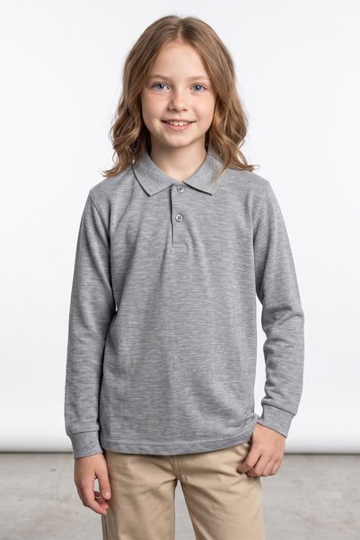 Fulla Moda Basic Polo Collar Long Sleeve Unisex Kids T-Shirt