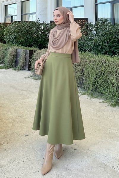 zenne Fusta evazată Scuba 0023 - KHAKI DESCHIS