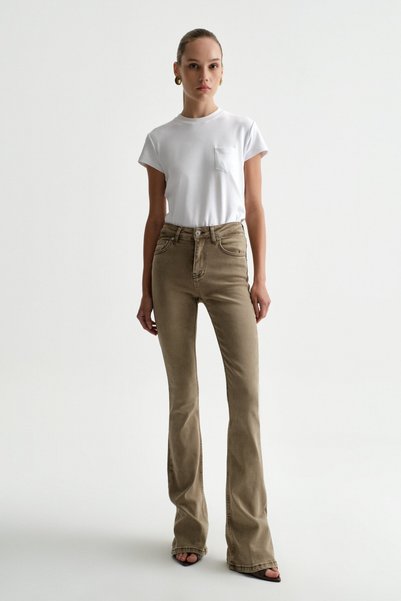 Açelya Okcu High Waist Flare Leg Full Length Stretch Jean