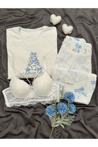 Lena Homewears طقم بيجامة من المخمل الفرنسي الفاخر المستورد، مكون من 4 قطع، ب...