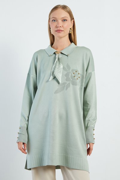 Fulla Moda Fullamodest Scarf Jacquard Knitwear Tunic