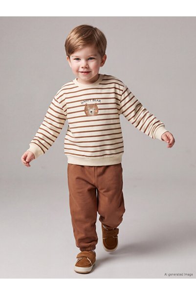 LC Waikiki Quality Pieces from Çelebi Store Striped Baby Boy Sweatshirt and S...