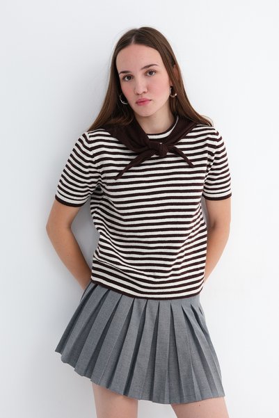 Addax Scarf Striped Knitwear T5414