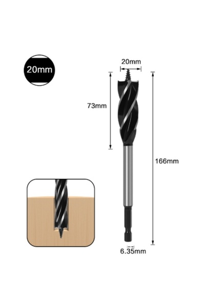 Choice 20mm Bit Hexagonal Shank Supported Auger Four Slots Lengthened Twist D...