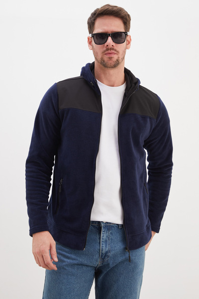 Fulla Moda Zippered Hooded Fleece Sweatshirt