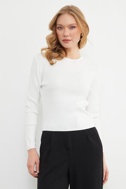 Fulla Moda Pulover basic cu guler rotund