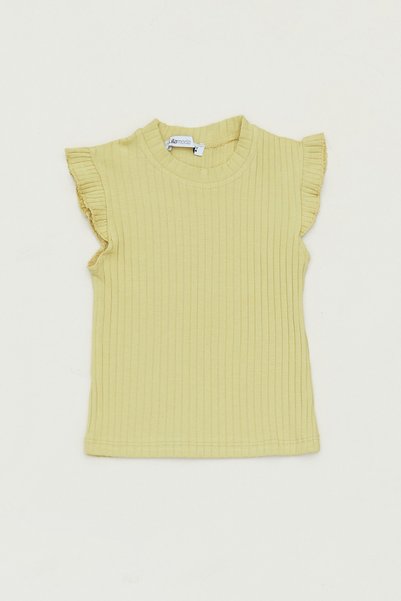 Fulla Moda Corded Fabric Sleeve Ruffled Girl's T-shirt