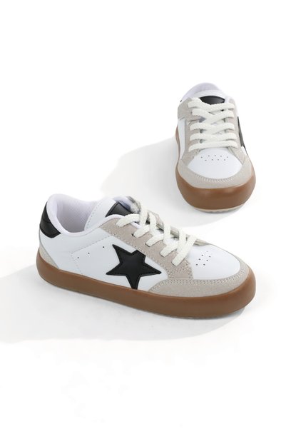 Tonny Black Unisex Beyaz Siyah Termo Taban Rahat Kalıp Bağcıklı Sneaker