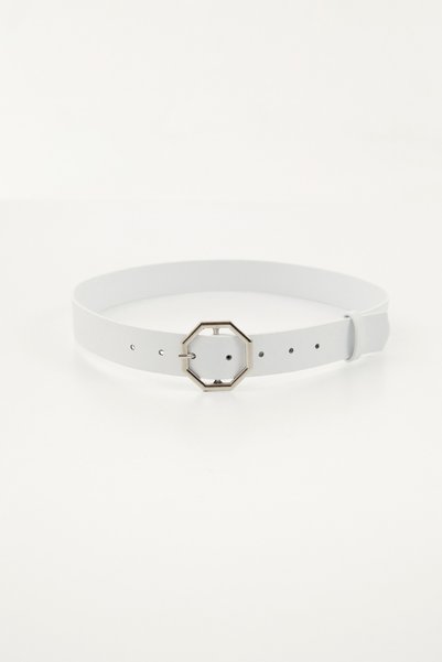 Fulla Moda Octagonal Buckled Faux Leather Belt