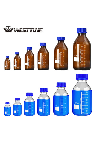 Choice7 زجاجة زجاجية طبية مستديرة مدرجة من WESTTUNE سعة 100 مل، لون بني/شفاف،...