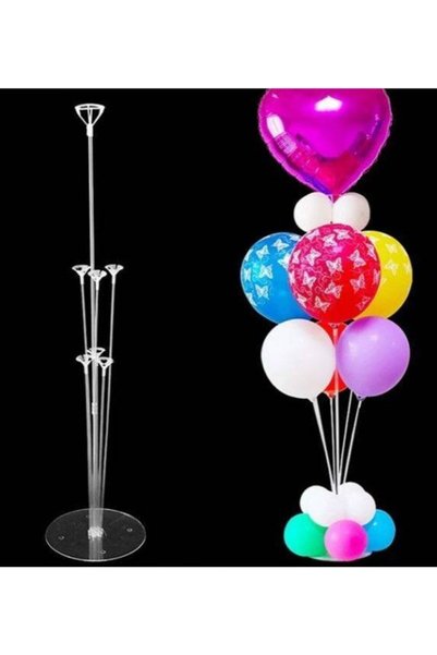 1001 LED 7 Li Balon Standı Çubuk Ve Başlıklar Şeffaf
