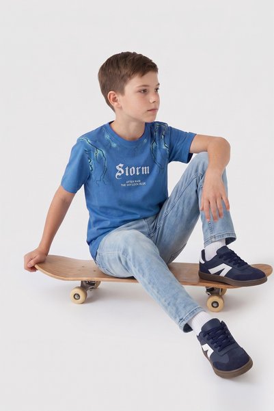 Fulla Moda Tricou pentru băieți, 100% bumbac, cu imprimeu Storm