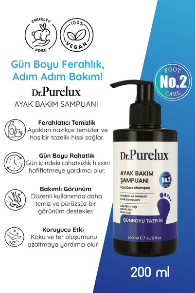 Dr.Purelux Ayak Tırnak Bakım - Koku- Karşıtı Ayak Bakım Şampuanı 200ml