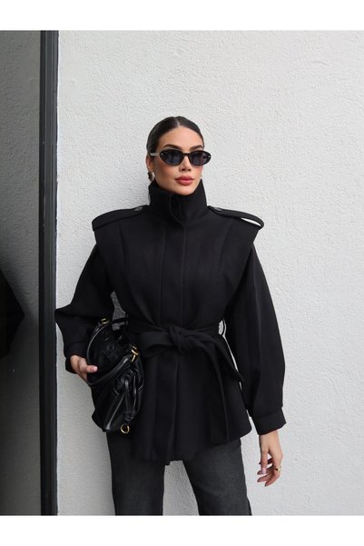 ESRAHELVACI Shoulder Pad Piece Shoulder Epaulet Detail Cashmere Coat