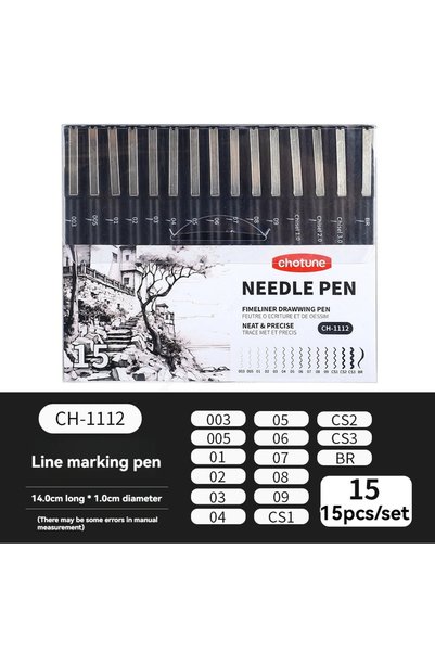 Choice 15Pcs Set Black Micro Pens,15 Sizes,Waterproof Archival Ink,Fine Point...