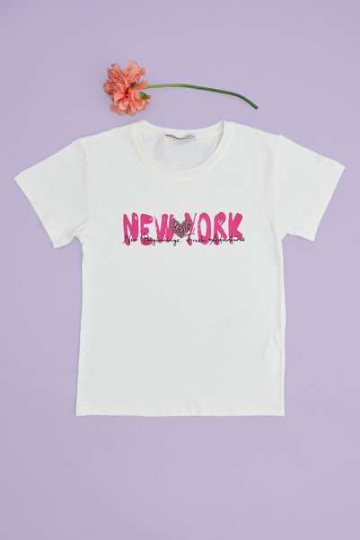 Fulla Moda New York Printed Girls' T-Shirt