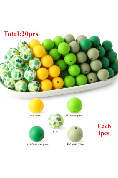 Choice La24-20 20Pcs/Set 15MM Round Silicone Beads Mix Printed Beads Kits For...
