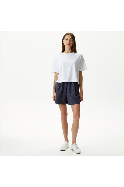 Nautica Kadın Lacivert Relaxed Fit Çizgili Şort