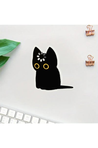 Choice1 1pc Black Cat Void Loading Sticker Cute Silly Funny Durable Sticker f...