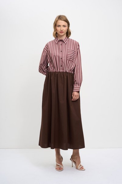 HANIQA Women's Stylish Dress with Stripe Detail