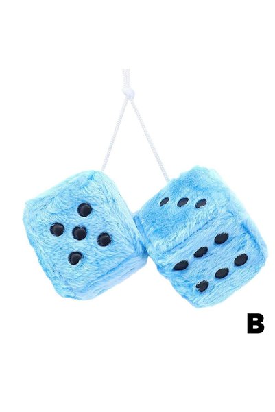 Choice B Long Hair Hot Stamping Dot Dice Plush Toy Cube Pendant Car Ornament ...