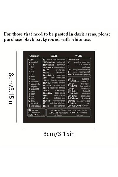 Choice 1pc-black 1 Set Vinyl Self-adhesive Keyboard Shortcut Stickers | Quick...