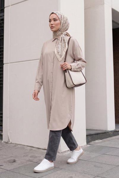 Salih Çelebi Basic Classic Long Tunic 4061 - Stone Color