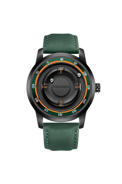 Choice4 Green leather FOXBOX Watch Planet Design Fashion Floating Magnetic Po...