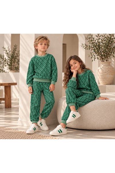 CoolCix unısex model SLOGAN DESEN PAMUKLU mevsimlik pantolon ve swetshirt 2li...