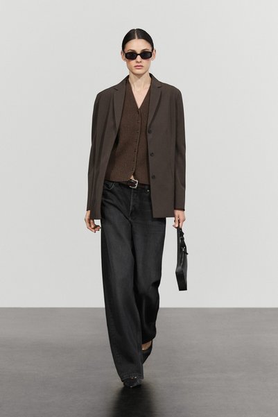 Massimo Dutti %100 yün fitilli triko yelek