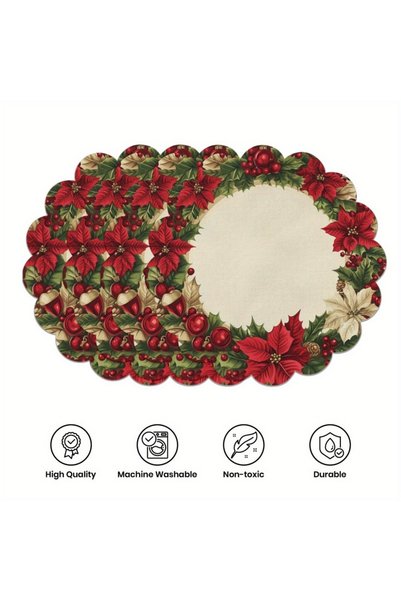 Choice 4PCS Style B 4PCS Christmas Circular Waves Placemats Non Slip Heat Res...