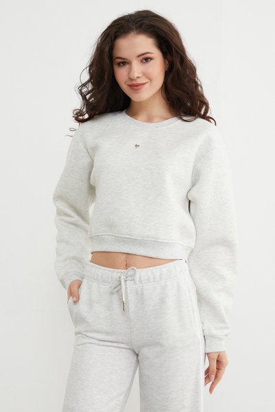 Fulla Moda 3 Thread Crop Sweatshirt with Heart Accessories