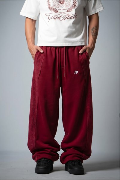 Crupt Studio Burgundy Starfall Super Baggy Men's Sweatpants