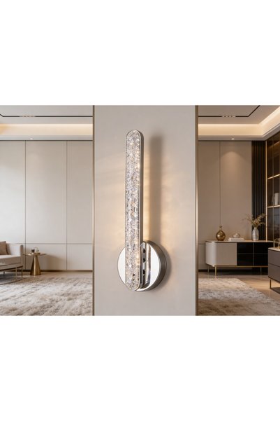 DizaynLED Pilli Elmas Işıltısı Modern Krom Duvar Aplik DZ-04KROM-DUVARTIPI-PİLLİ