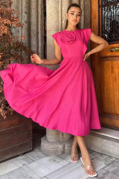 GÜLSELİ Rose Detailed Women's Dress