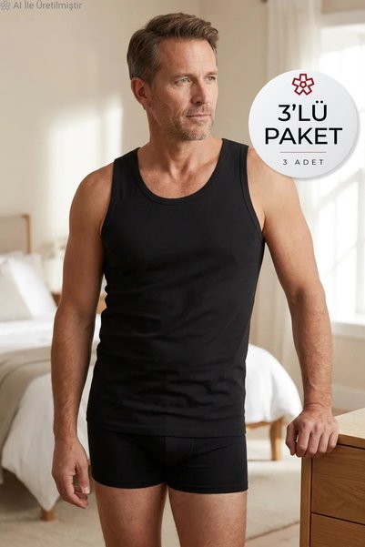 YILDIZ Super Thin Men's Undershirts Black 3-Pack