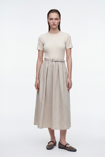 HAKKE Belt Detailed Midi Length Dress