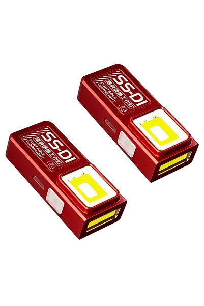 Choice4 Red 2PCs Mini COB LED Flashlight USB C Rechargeable Powerful Work Lig...