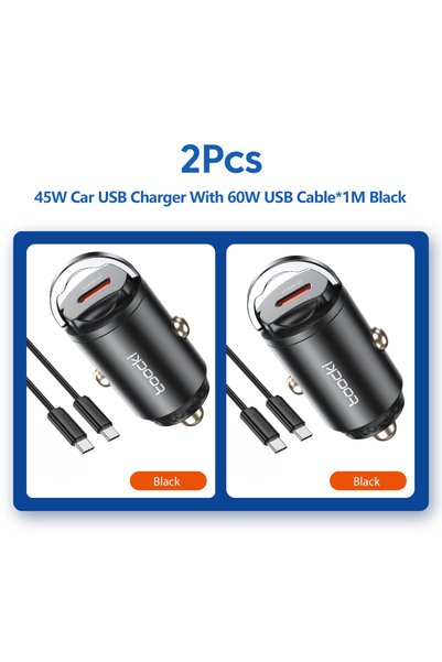 Toocki 2Pcs with cable 45W Car Charger QC4.0 PPS Fast Charging Pull Ring Type...